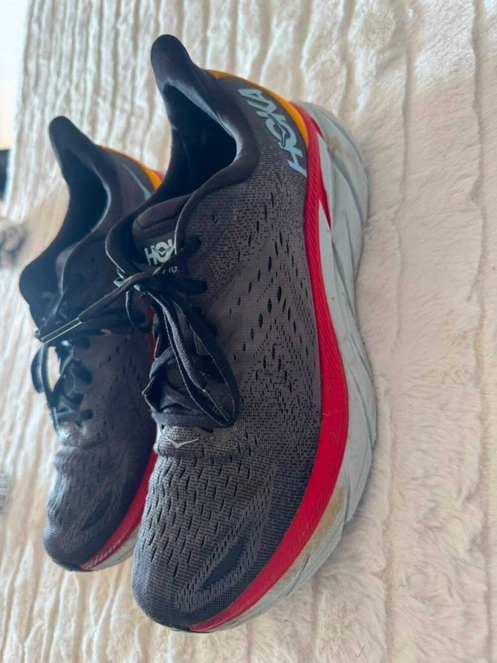 HOKA One One Men's Athletic Running Shoes Black Red Gray US 12D